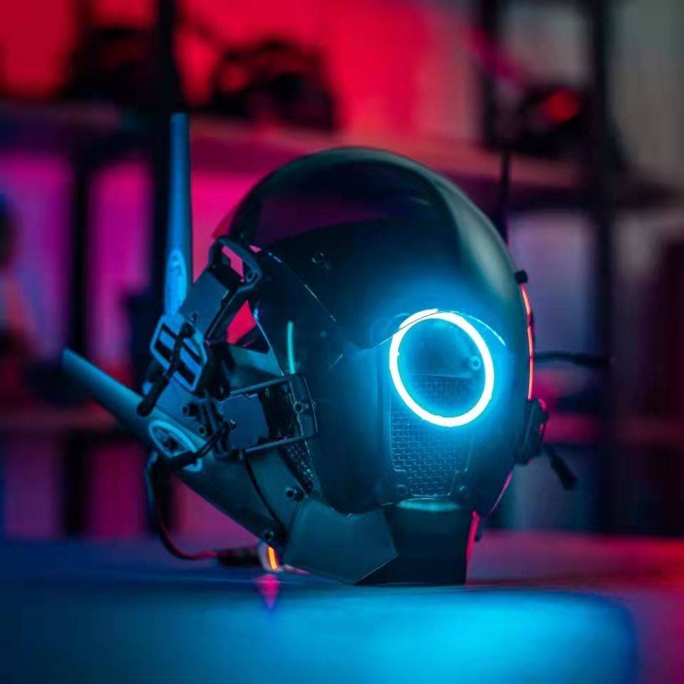 Masque cyberpunk Halo bleu