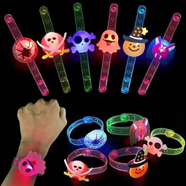 Lot de 12 Bracelet Lumineux LED Clignotants pour Halloween, pour enfant