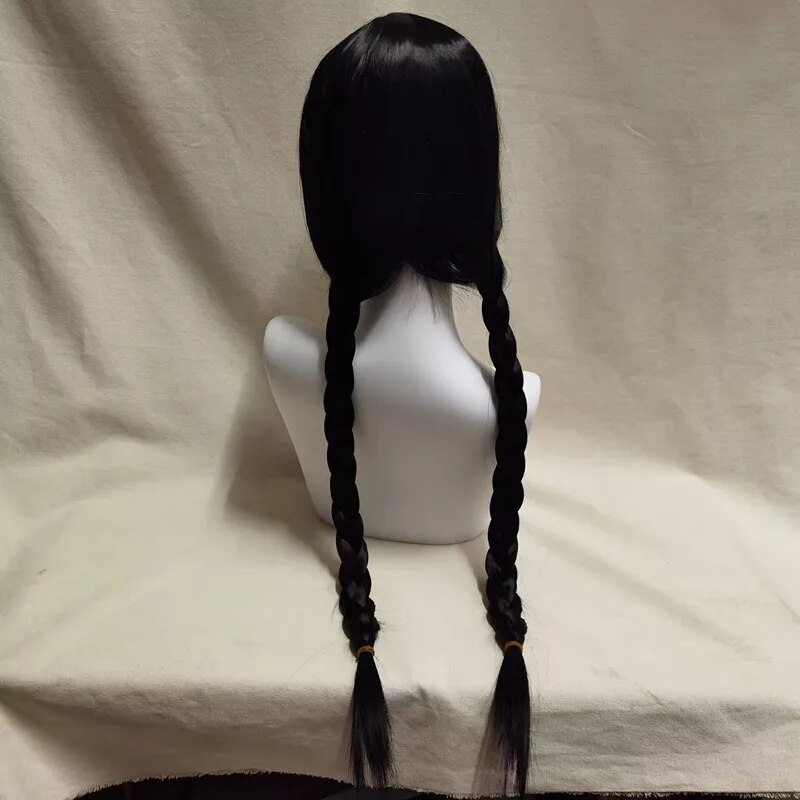 Perruque pour Cosplay de Mercredi Addams