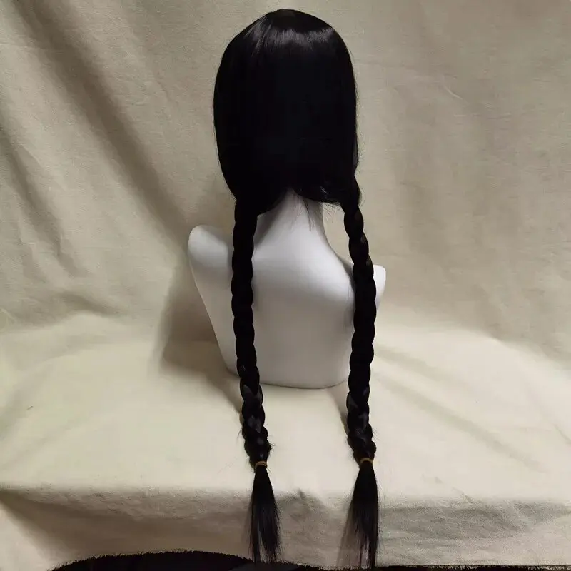 Perruque pour Cosplay de Mercredi Addams