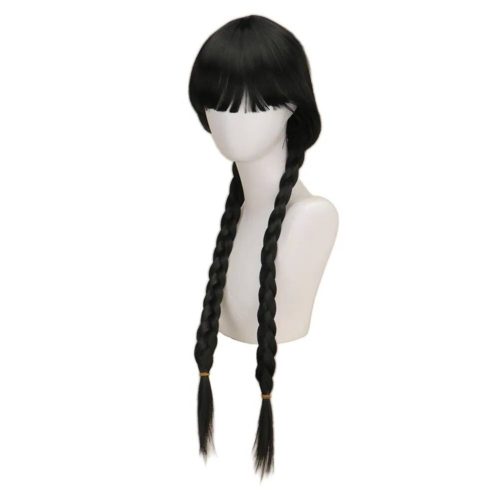Perruque pour Cosplay de Mercredi Addams